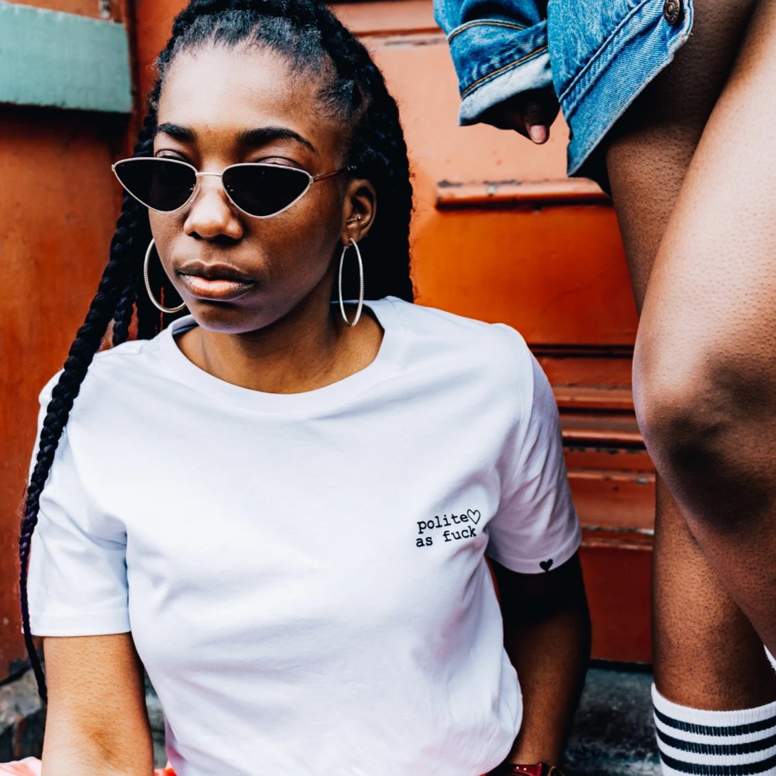 POLITE AF T-shirt | OH YAZ Beyoncé inspired fashion white Tee witte t-shirt minimalistic quote statement T-shirt sustainable clothing brand ecofashion duurzame mode ikkoopbelgisch made in Antwerp