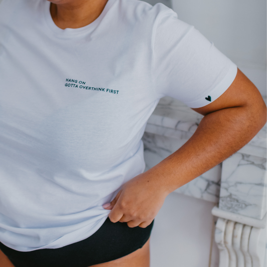 Zodiac T-shirt. Cancer Tee. Quote: Hang on gotta overthink first. Eco Power T-shirt.  Perfect gift inspiration. 